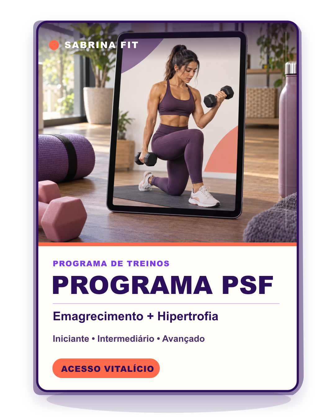 Mockup do Programa PSF, treino para emagrecimento e hipertrofia com acesso vitalício