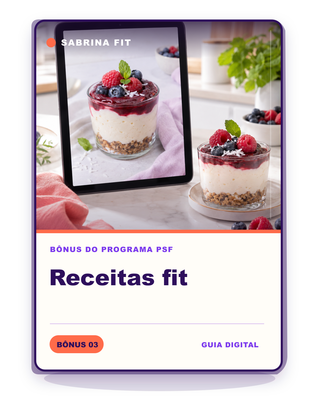 Mockup do bônus Receitas Fit